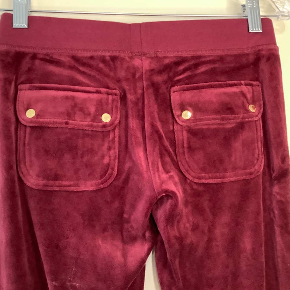 OG Juicy Couture Velour Tracksuit Jacket Jogger Pant Set Burgundy Wine Red - Picture 7 of 8